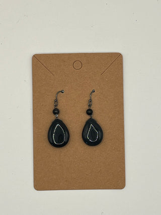 #3313 Vintage Black Onyx Drop Earrings