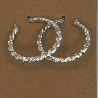 #3324 Monet Silver-tone Twisted Hoop Earrings