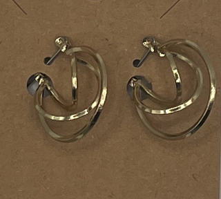 #3325 Gold-toned Triple Hoop Earrings