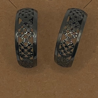 #3329 Dark Silver-tone Hoop Earrings