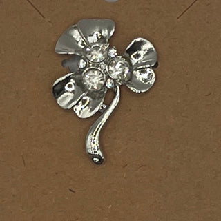 #3330 Silver-tone 3-Leaf Clover Pin with Rhinestones