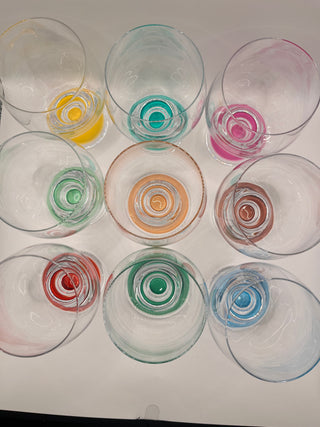 #3382 Vintage Colorful Harlequin Glasses 9-set