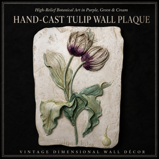 Hen-Feathers Botanical Collection Hand Cast High Relief Tulip Wall Plaque Vtg.