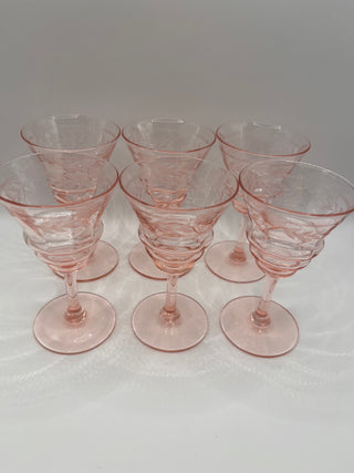 #3456 Pink Depression Liquor/Cocktail Glasses 6-Set
