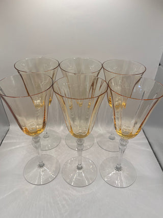#3457 Fostoria Depression Era Topaz Goblets 6-Set