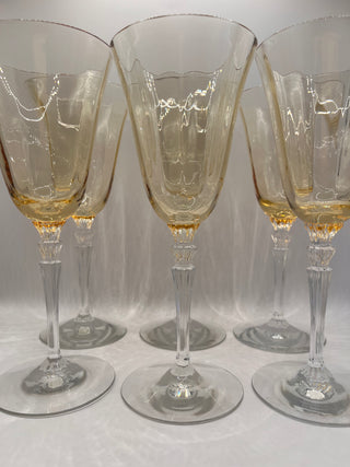 #3457 Fostoria Depression Era Topaz Goblets 6-Set