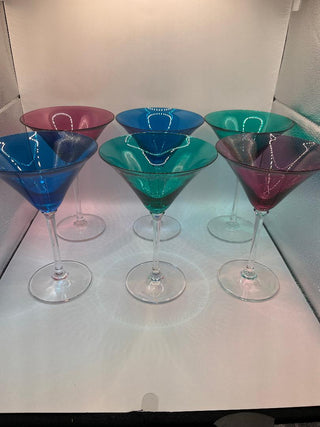 #3504 Jewel-Tone Martini Glasses 6-Set