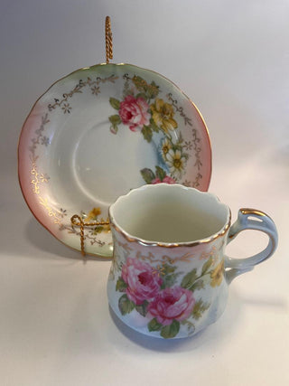 #3525 R.S. Prussia "Lily-Mold" Teacup Saucer Stand Set