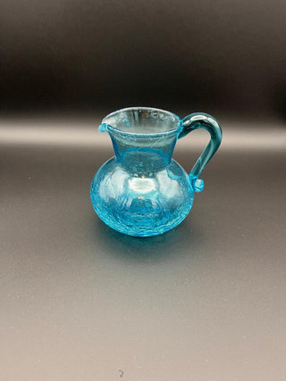 #3564 Turquoise Crackle Glass Small Pitcher