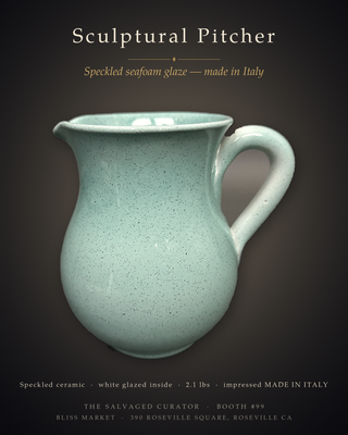 Speckled Seafoam Italian Ceramic Pitcher — Impressed MADE IN ITALY