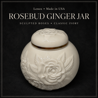 Vintage Lenox Rosebud Collection Ivory Ginger Jar 4.5” Tall
