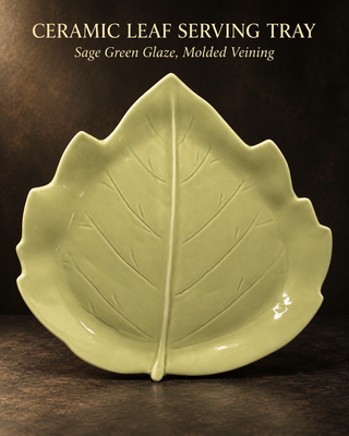 Cindy Crawford Style FAUNA Leaf Salad Plate Light Green Ceramic Vintage Crazing