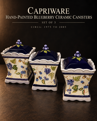 Capriware Berry and Grape 3-Piece Ceramic Canister Set - Crazing on Bases