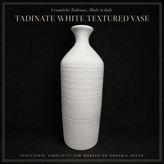 Ceramiche Tadinate White Textured Ceramic Bottle Vase – Made in Italy