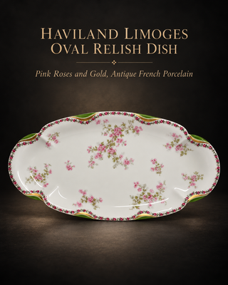 Haviland Limoges Schleiger 66 Relish Dish Pink Rose Gold Trim Celery Tray (95+ years old)