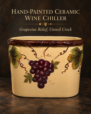 Vintage Pacific Rim Ceramic Grape Wine Chiller & Utensil Holder