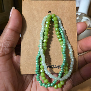 SALE - bri.craftique - Green Crystal x Seed Bead Bracelet Set