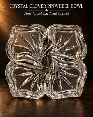 Mikasa Crystal Flores Bowl 8" Swirl Four Leaf Clover Pattern Made in Germany
