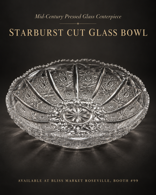 Pair of Vintage Pressed Glass 5" Berry Bowls - Hobstar & Starburst Pattern