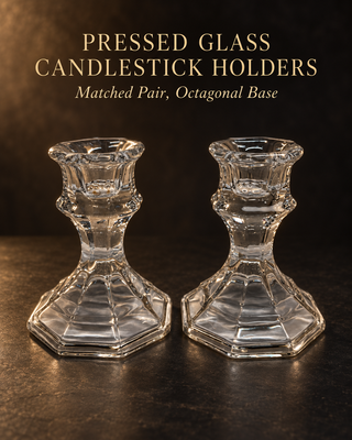 Luminessence Clear Glass Hexagonal Base Taper Candle Holders (Pair)