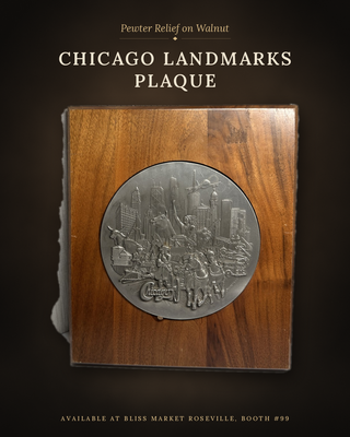 Vintage Chicago Skyline World Landmarks Ltd Wood Plaque