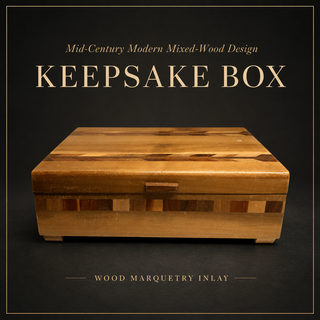 Vintage MCM Mixed Wood Marquetry Keepsake Box
