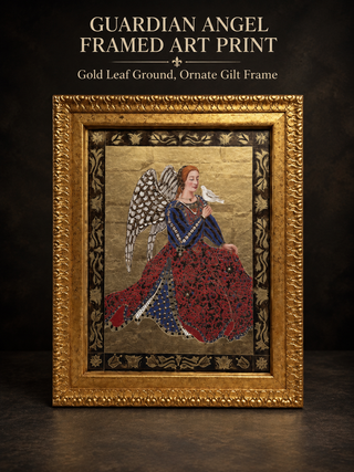 Vintage 1990s Bombay Company Kay Jackson "Guardian Angel of Flight" Framed Art Print with Gold Foil Accents