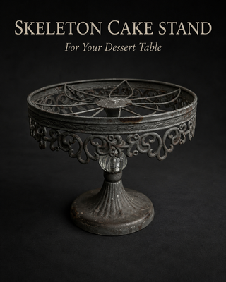Farmhouse Metal Cake Stand – 10" Rustic Pedestal Display Riser with Ribbed Glass Accent