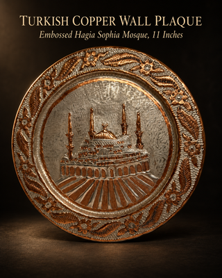 Vintage 11" Turkish Copper Wall Plaque – Embossed Hagia Sophia Mosque
