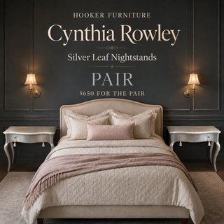 Pair of Hooker Furniture Cynthia Rowley Silver Leaf Nightstands