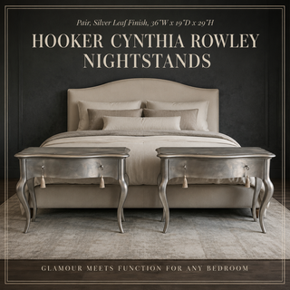 Pair of Hooker Furniture Cynthia Rowley Silver Leaf Nightstands
