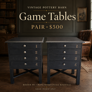 Rare Pair of Vintage Pottery Barn Multi-Game Side Tables - 100% Complete Set