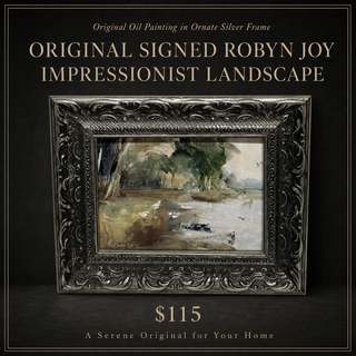 Original Robyn Joy Signed Impressionist Landscape Oil Painting In Silver Ornate Frame