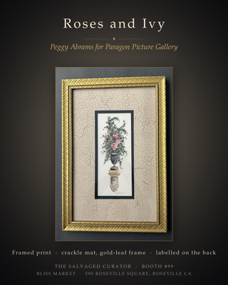 Vintage Peggy Abrams Framed Lithograph "Neo Classic Roses and Ivy" Paragon Gallery