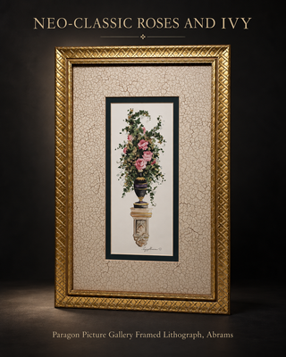 Vintage Peggy Abrams Framed Lithograph "Neo Classic Roses and Ivy" Paragon Gallery