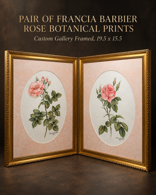 Gallery-Framed Botanical Rose Prints Custom Framed Pair 1989