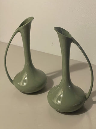 6"  Vtg Ceramic Green Ewer Vase, Each--SP MTS