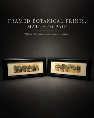 Set of 2 Panoramic Potted Herb Botanical Prints in Black Resin Frames, 11.75" x 5.75"