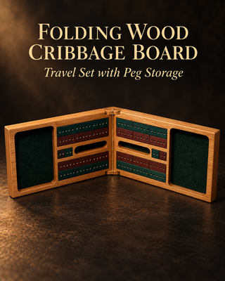 Folding Wooden Travel Cribbage Board Game Set