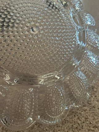11”  VTG Indiana Glass deviled egg plate, thick hobnail glass