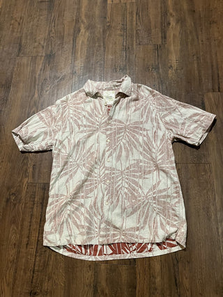 Men's XL Tasso Elba Island Hawaiian Shirt Mosaic Tropical Palm Leaf RCD