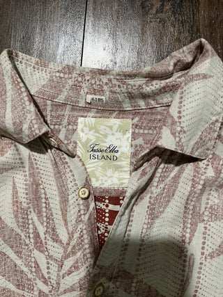 Men's XL Tasso Elba Island Hawaiian Shirt Mosaic Tropical Palm Leaf RCD