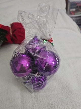 AD. Purple Ornaments 5 pack Shatterproof