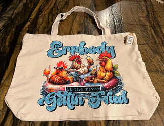 "Errbody Gettin Fried" Large Zippered Canvas Bag or Tote RSV