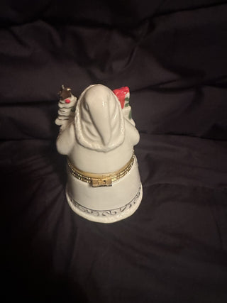 Vintage Santa Claus White Trinket box Christmas figure decor|141583