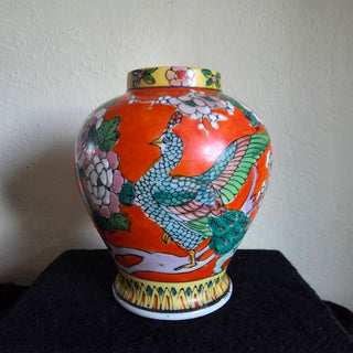 NEW - Vtg Handpainted Orange Japanese Vase