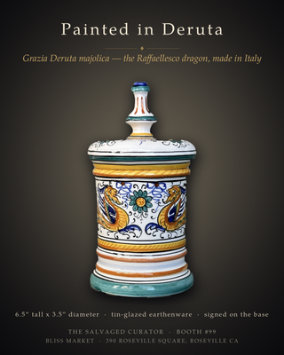 Vintage Grazia Deruta Hand-Painted Majolica Lidded Apothecary Jar – Raffaellesco Dragon