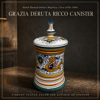 Hand-Painted Grazia Deruta "Ricco" Italian Majolica Lidded Canister, Circa 1970s–1980s