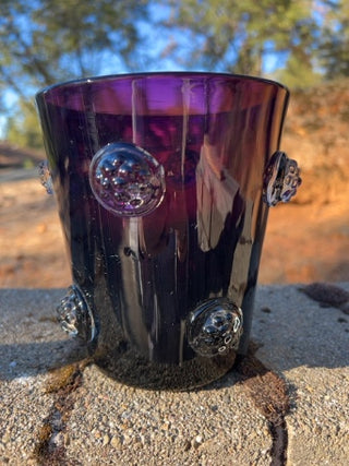 JP 6” Amethyst hand-blown art glass ice bucket wide vase