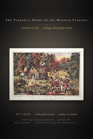 "The Pioneer's Home" Book Page Art Print on Cardstock  1867 Currier & Ives